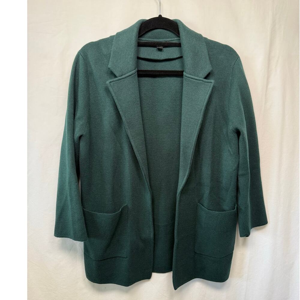 J.Crew Emerald Green Merino Wool Blend Sweater Blazer, Medium - Career Business
